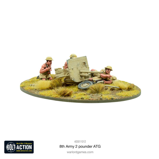 British 8th Army 2 Pounder Anti-Tank Gun - Warlord Games Bolt Action Miniatures