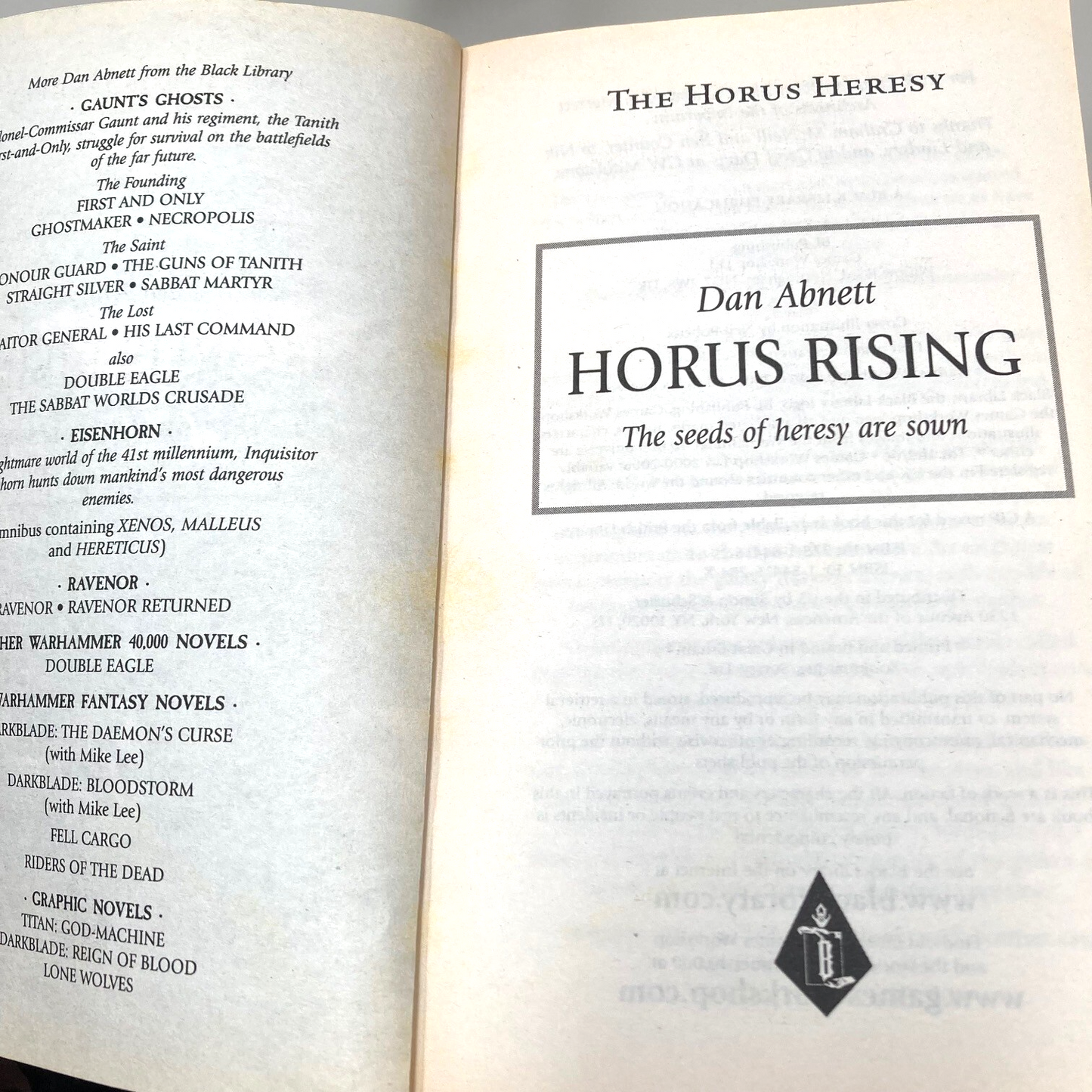 Horus Rising 2006 - Dan Abnett - Paperback - Black Library Horus Heresy M990