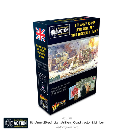 British 8th Army 25-PDR Light Artillery & Quad Tractor Warlord Games Bolt Action