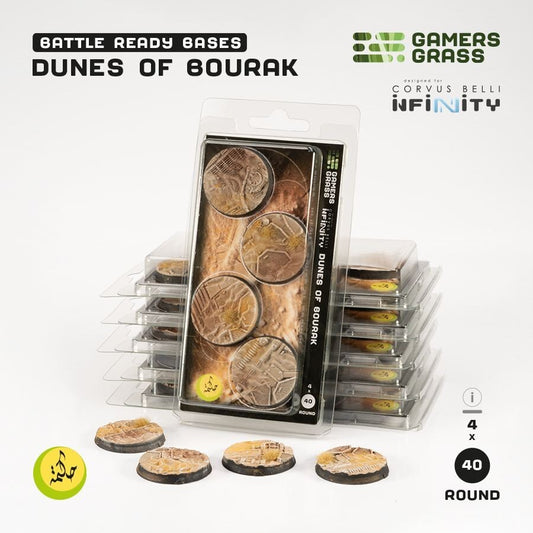 Dunes Of Bourak Battle Ready Bases - 40mm Round - Brand New - Gamers Grass