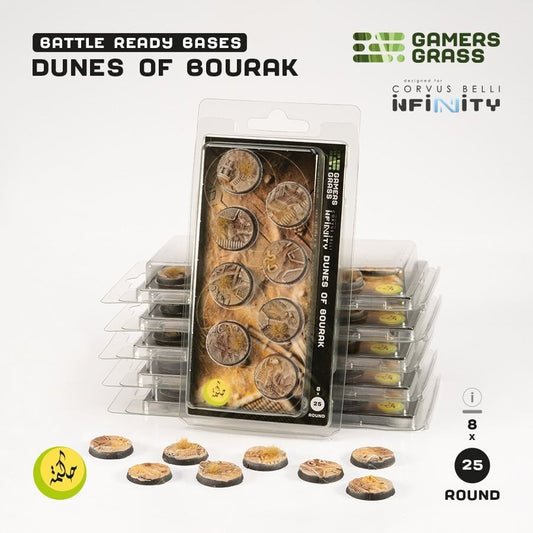 Dunes Of Bourak Battle Ready Bases - 25mm Round - Brand New - Gamers Grass