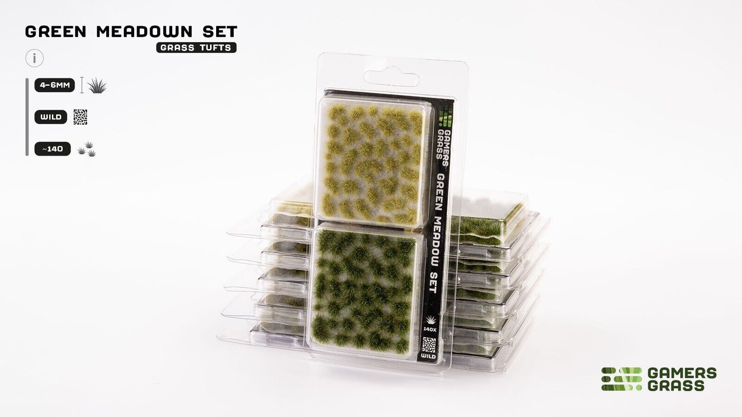 Green Meadow Grass Tufts Set - Model Basing - Gamers Grass