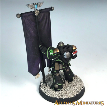 Painted Space Marine Standard Bearer Command HQ - Warhammer 40K C1043