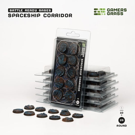 Spaceship Corridor Battle Ready Bases - 25mm Round - Brand New - Gamers Grass