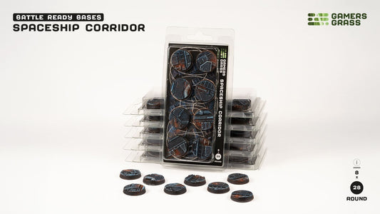 Spaceship Corridor Battle Ready Bases - 28mm Round - Brand New - Gamers Grass
