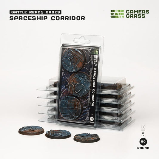 Spaceship Corridor Battle Ready Bases - 50mm Round - Brand New - Gamers Grass