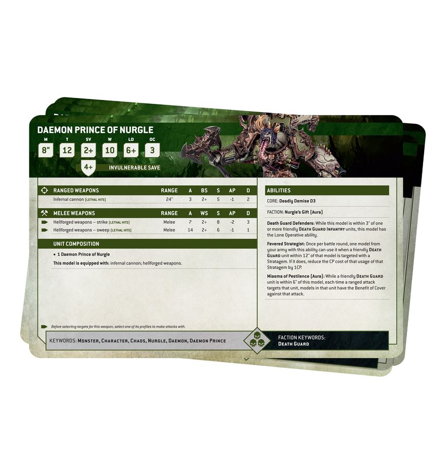 Pre-Order: Death Guard Datasheet Cards - Brand New - Warhammer 40K Games Workshop