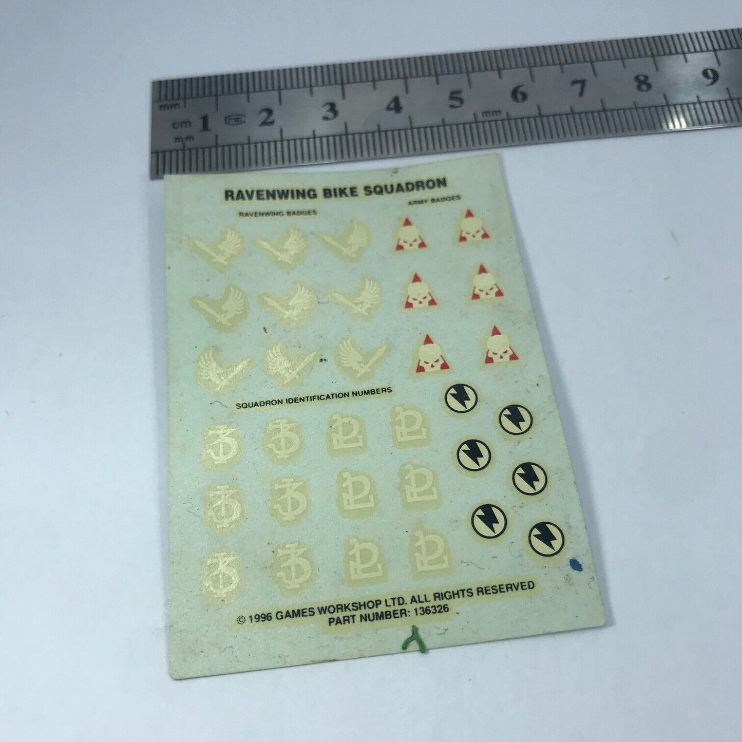 Classic Ravenwing Bike Squadron Transfer Sheet Warhammer 40K T250