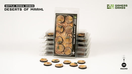 Desert Of Maahl Battle Ready Bases - 28mm Round - Brand New - Gamers Grass