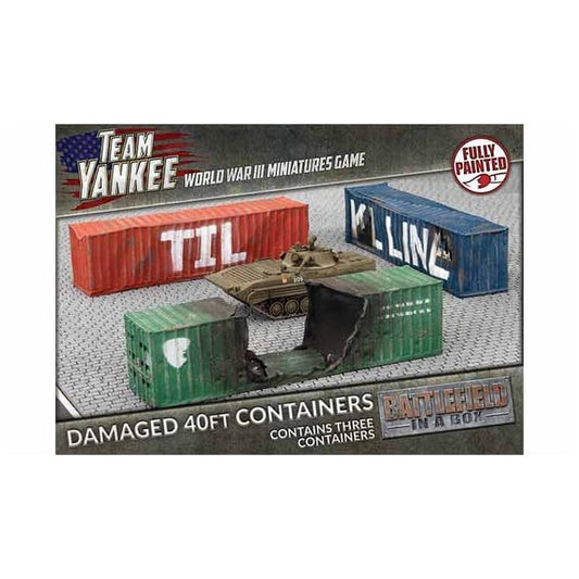 Damaged 40ft Containers - Painted 15mm Scale - Brand New - Battlefield In A Box