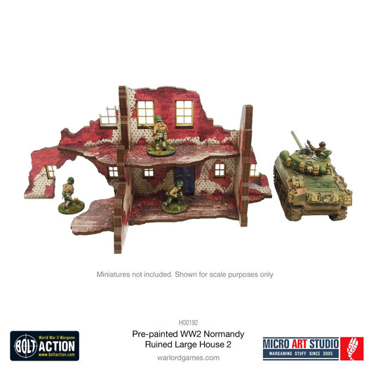 WW2 Ruined Large House 2 - Pre-Painted MDF - Warlord Games Bolt Action Miniatures