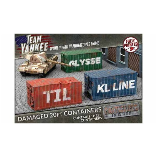 Damaged 20ft Containers - Painted 15mm Scale - Brand New - Battlefield In A Box