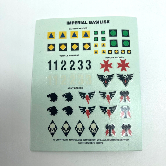 Basilisk Tank - Imperial Guard Transfer Sheet - Warhammer 40K GW C4662