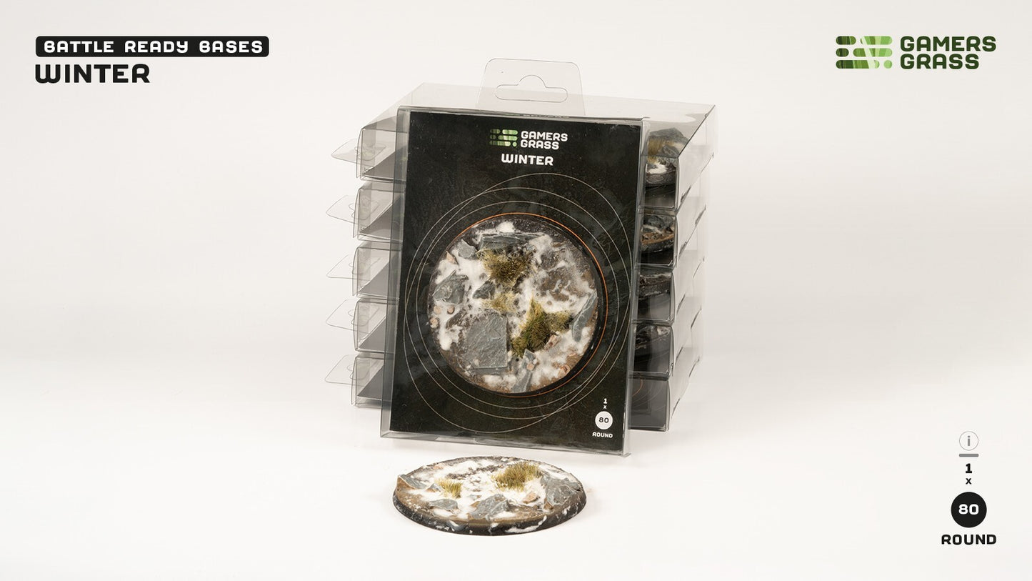 Winter Battle Ready Base - 80mm Round - Brand New - Gamers Grass