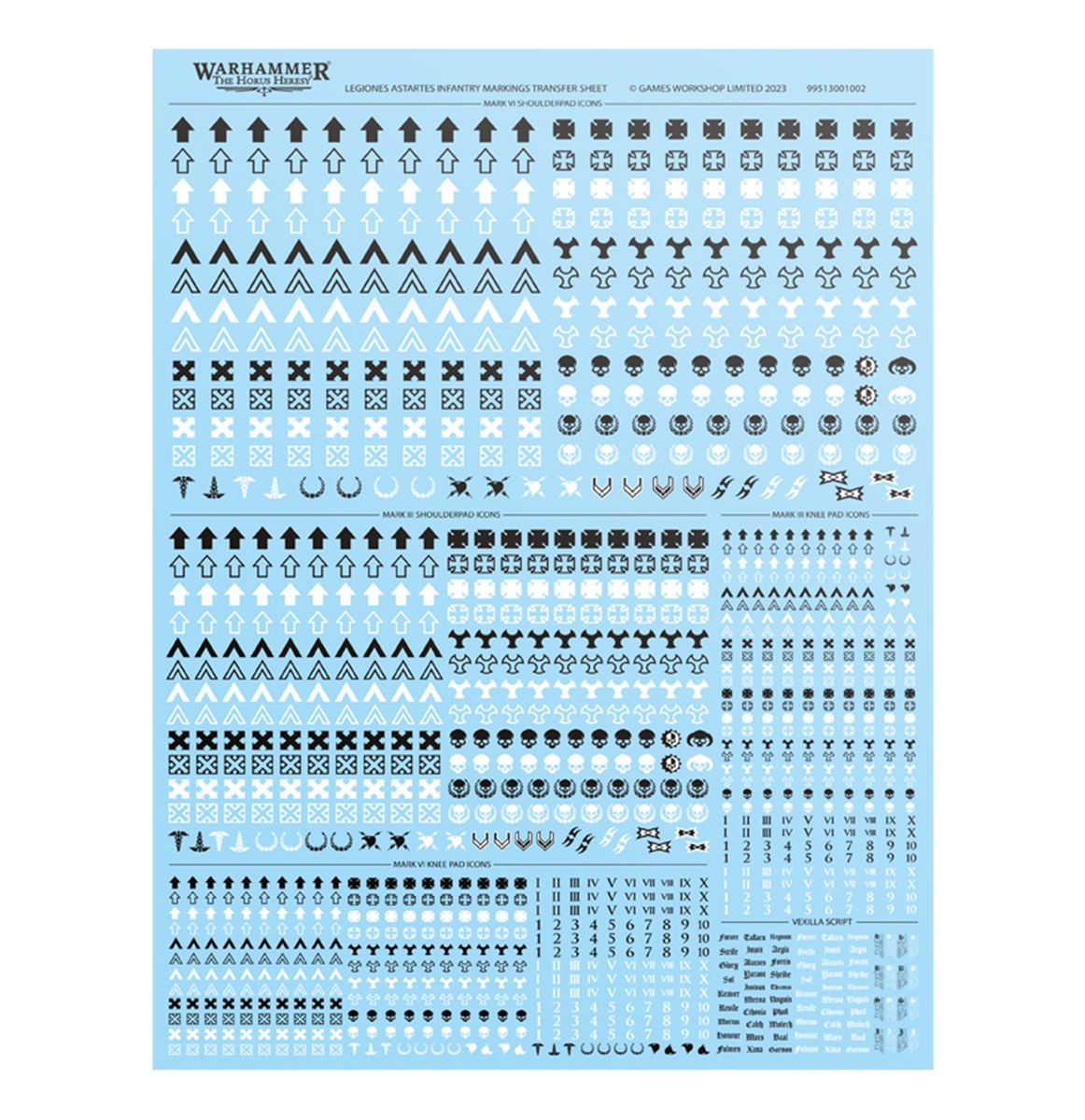 Legiones Astartes Infantry Markings Transfer Sheet - Warhammer Horus Heresy - Games Workshop Online Only Range - Brand New