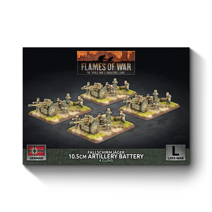 Pre-order: German FJ 10.5cm Artillery Battery - Late War - Battlefront Miniatures - Brand New