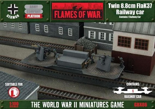 Pre-order: German Twin 8.8cm FlaK Railway Car - Late War - Brand New - Flames of War