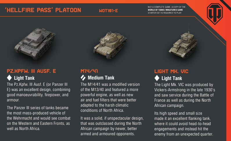 Pre-order: "Hellfire Pass" Tank Platoon - Brand New - World Of Tanks Miniatures - Brand New