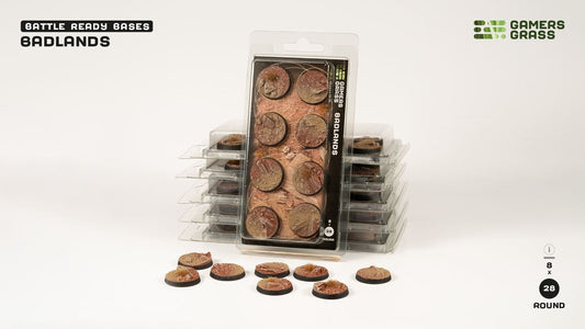 Badlands Battle Ready Bases - 28mm Round - Brand New - Gamers Grass
