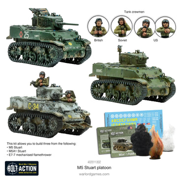 M5 Stuart Tank Platoon US - Warlord Games Bolt Action Miniatures