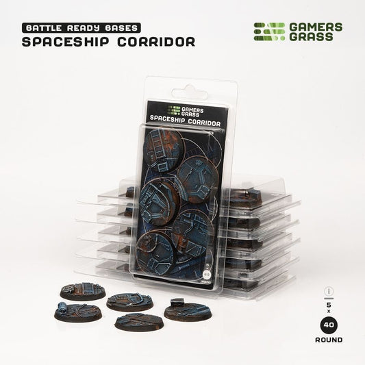 Spaceship Corridor Battle Ready Bases - 40mm Round - Brand New - Gamers Grass