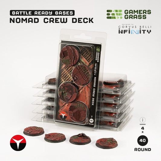 Nomad Crew Deck Battle Ready Bases - 40mm Round - Brand New - Gamers Grass