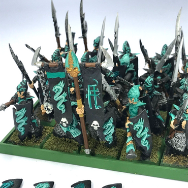 Dark Elves Spearmen Regiment & Movement Tray - Warhammer Fantasy Painted
