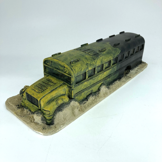 Damaged School Bus Scenery Terrain Barricade - Painted