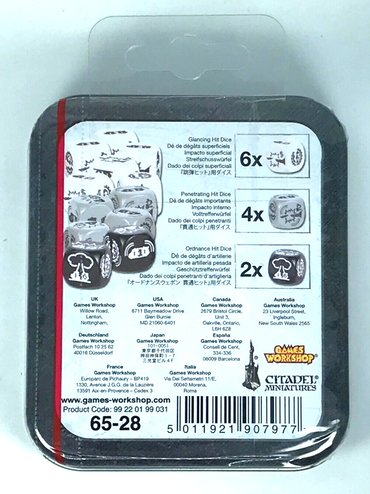 Classic Space Marine Vehicle Damage Dice - Sealed (minor rust on tin) 40K BOX12