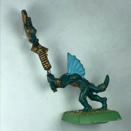 Skink Command Standard Bearer Lizardmen - Painted - Warhammer Fantasy X8436