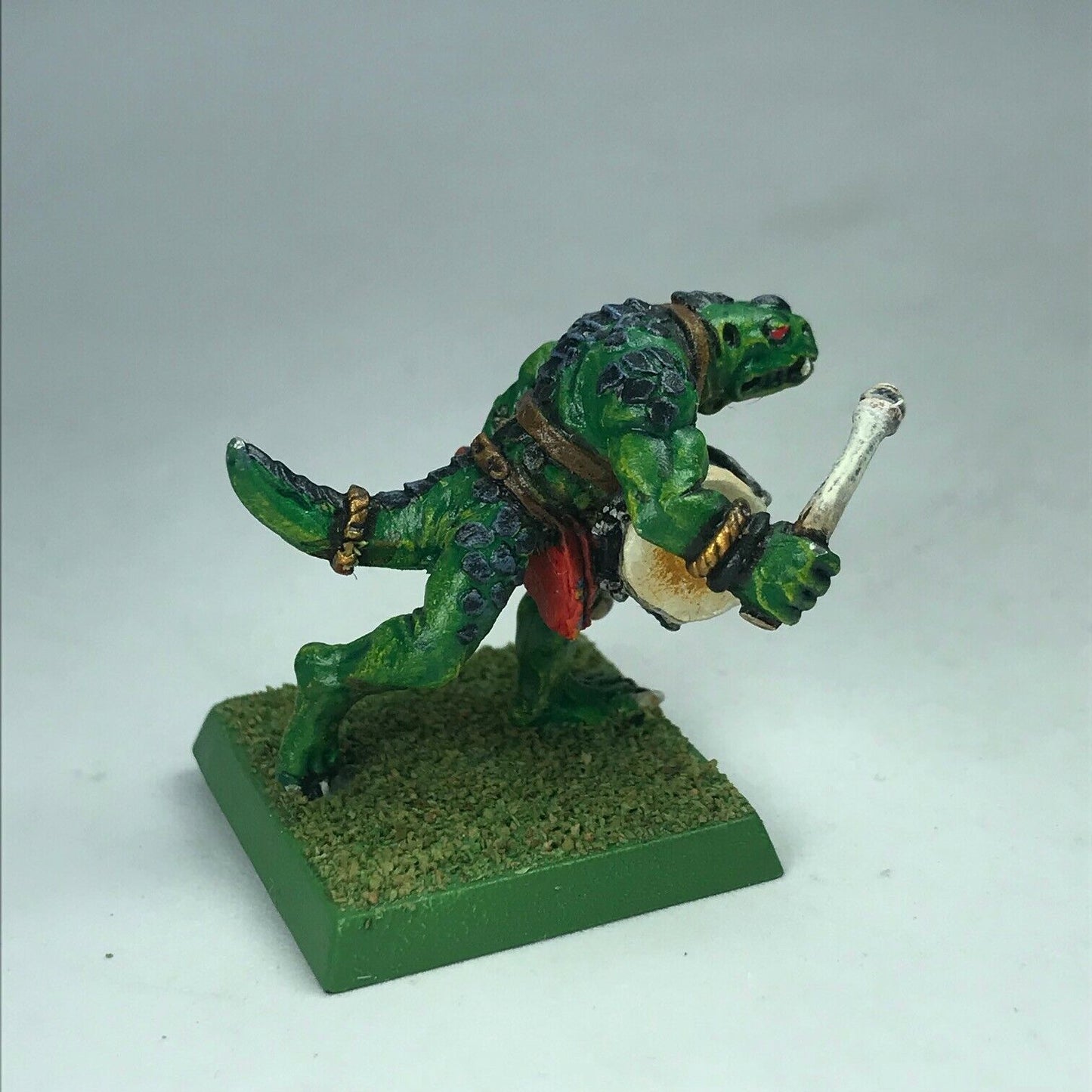 Saurus Command Musician Lizardmen - Painted - Warhammer Fantasy X8490
