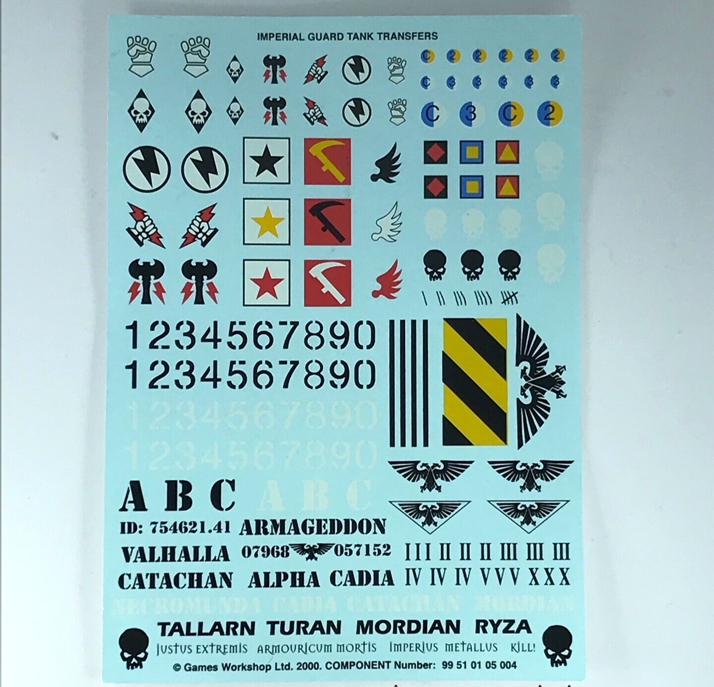 Imperial Guard Tank Transfer Sheet - Warhammer 40K Games Workshop T101