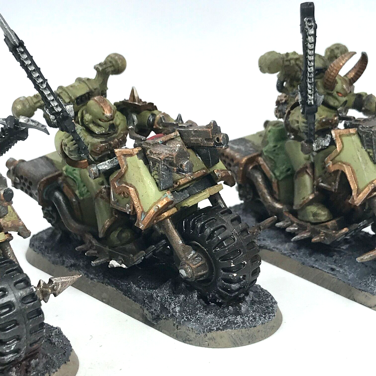 Chaos Plague Marine Bike Squad Nurgle - Painted - Warhammer 40K C2072