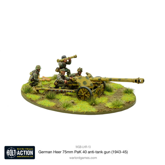 German Heer 75mm PAK 40 Anti-Tank Gun - Warlord Games Bolt Action Miniatures