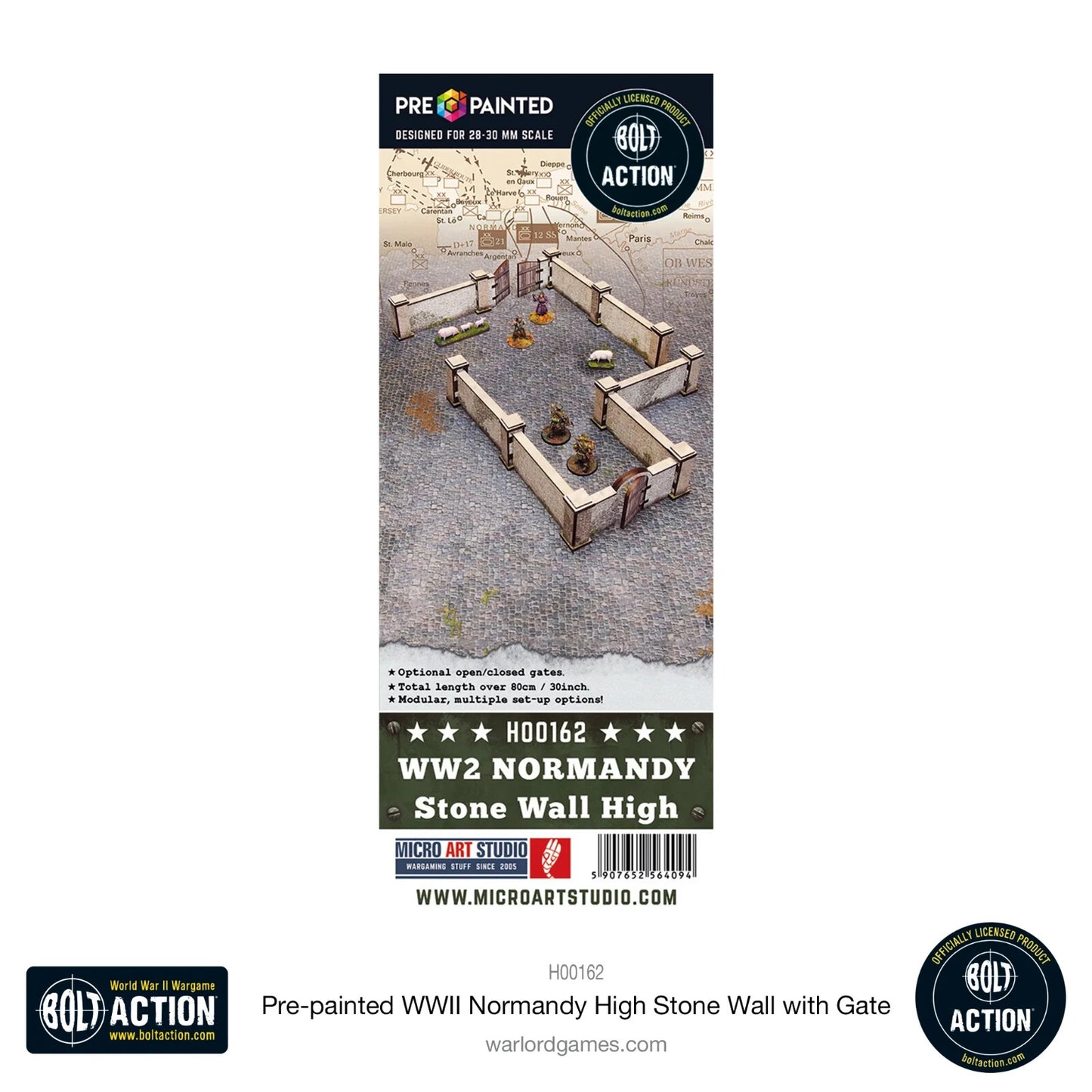 WW2 Normandy High Stone Walls - Pre Painted MDF Scenery Bolt Action Micro Art Studios