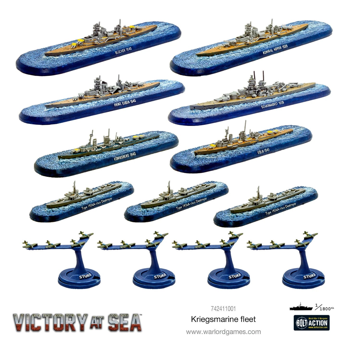 Kriegsmarine Starter Fleet - Warlord Games Victory At Sea Bolt Action Miniatures