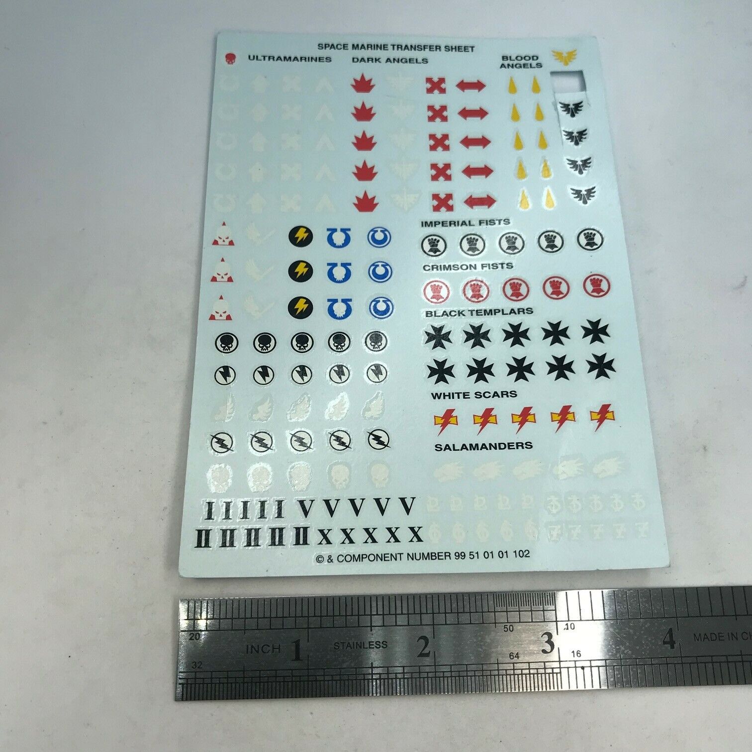Miniatures Script Transfer Space Marine Transfer Sheet - Warhammer 40K T142