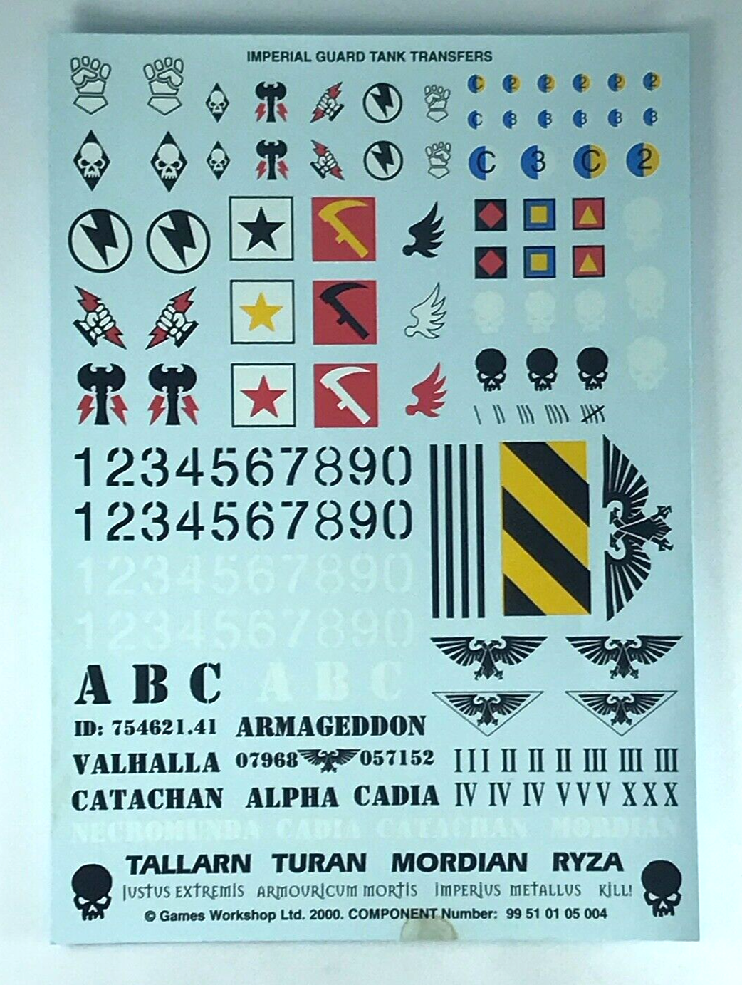 Classic Imperial Guard Tank Transfer Sheet Decal - Warhammer 40K T16