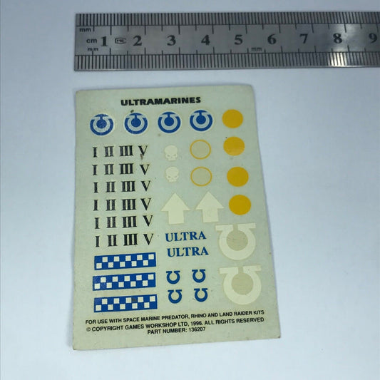 Classic Space Marine Ultramarine Transfer Sheet - Warhammer 40K T174.a