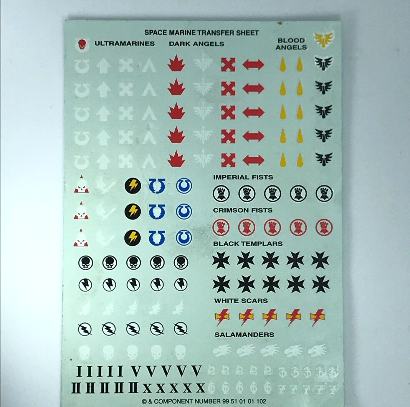 Space Marine Transfer Sheet Warhammer 40K Games Workshop T118