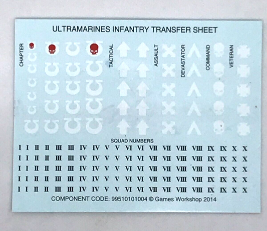 Space Marines Ultramarines Vehicle Transfer Sheet Decals - Warhammer 40K T50