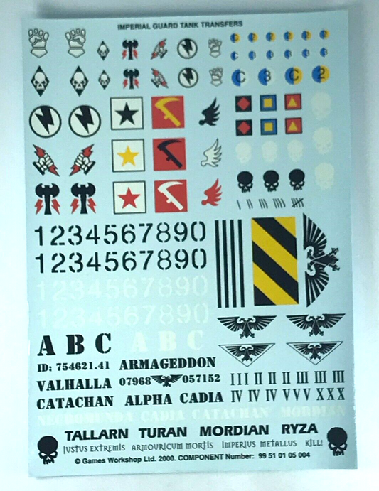 Classic Imperial Guard Tank Transfer Sheet Decal - Warhammer 40K T21