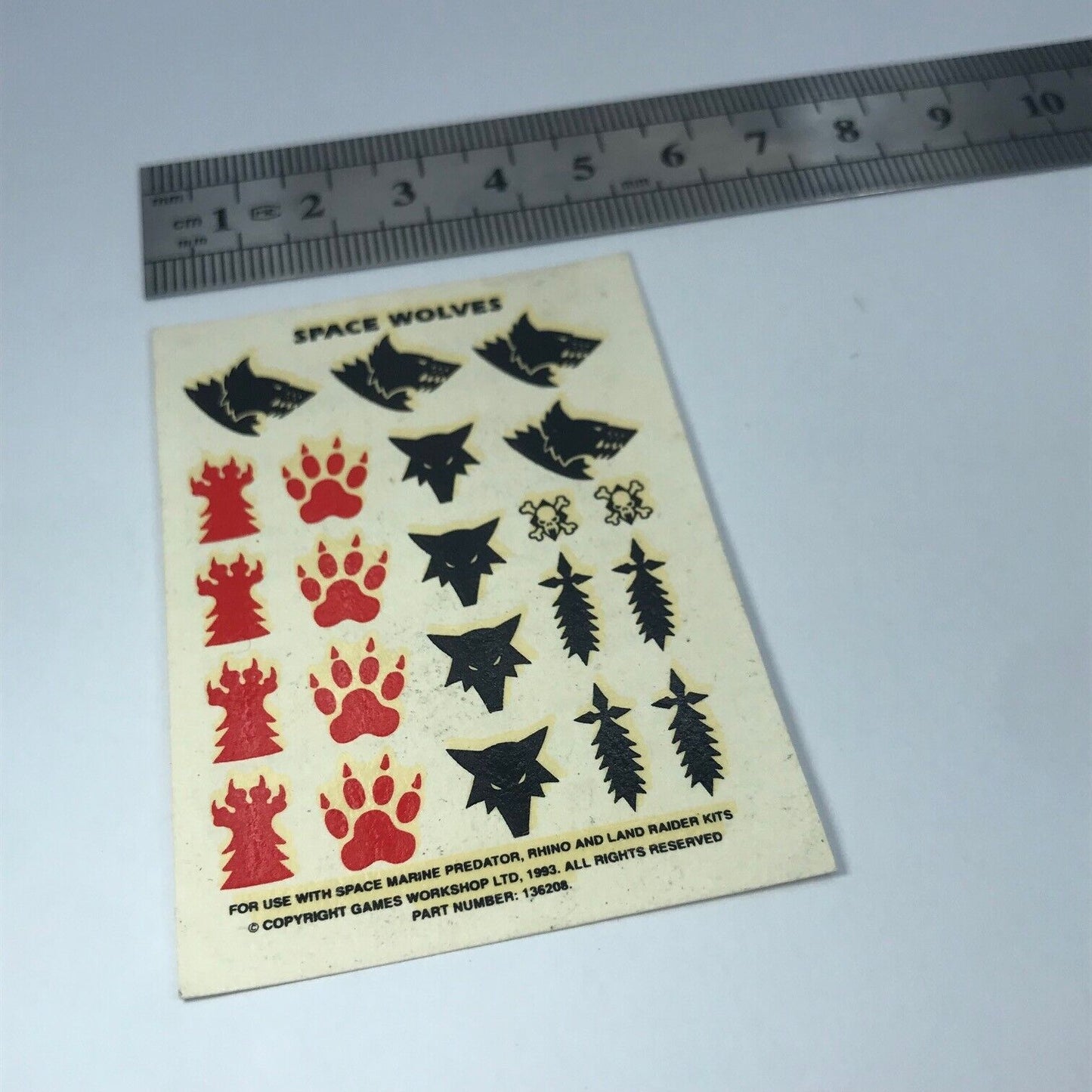 Classic Space Wolf Wolves Transfer Sheet - Warhammer 40K T203