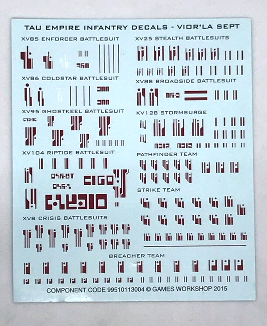 Classic Tau T'au Empire Infantry Transfer Sheet Decals - Warhammer 40K T35