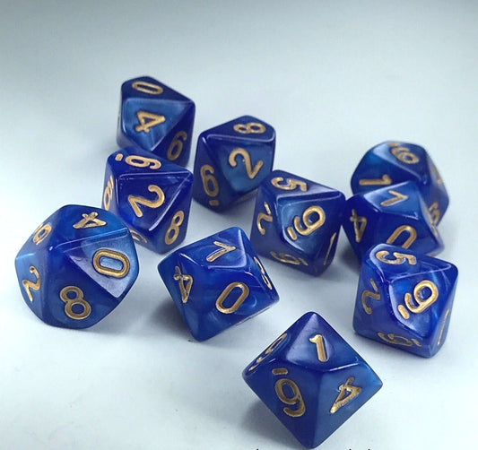 Unusual Playing D10 Dice - Dungeons and Dragons, Maths, Wargaming D45