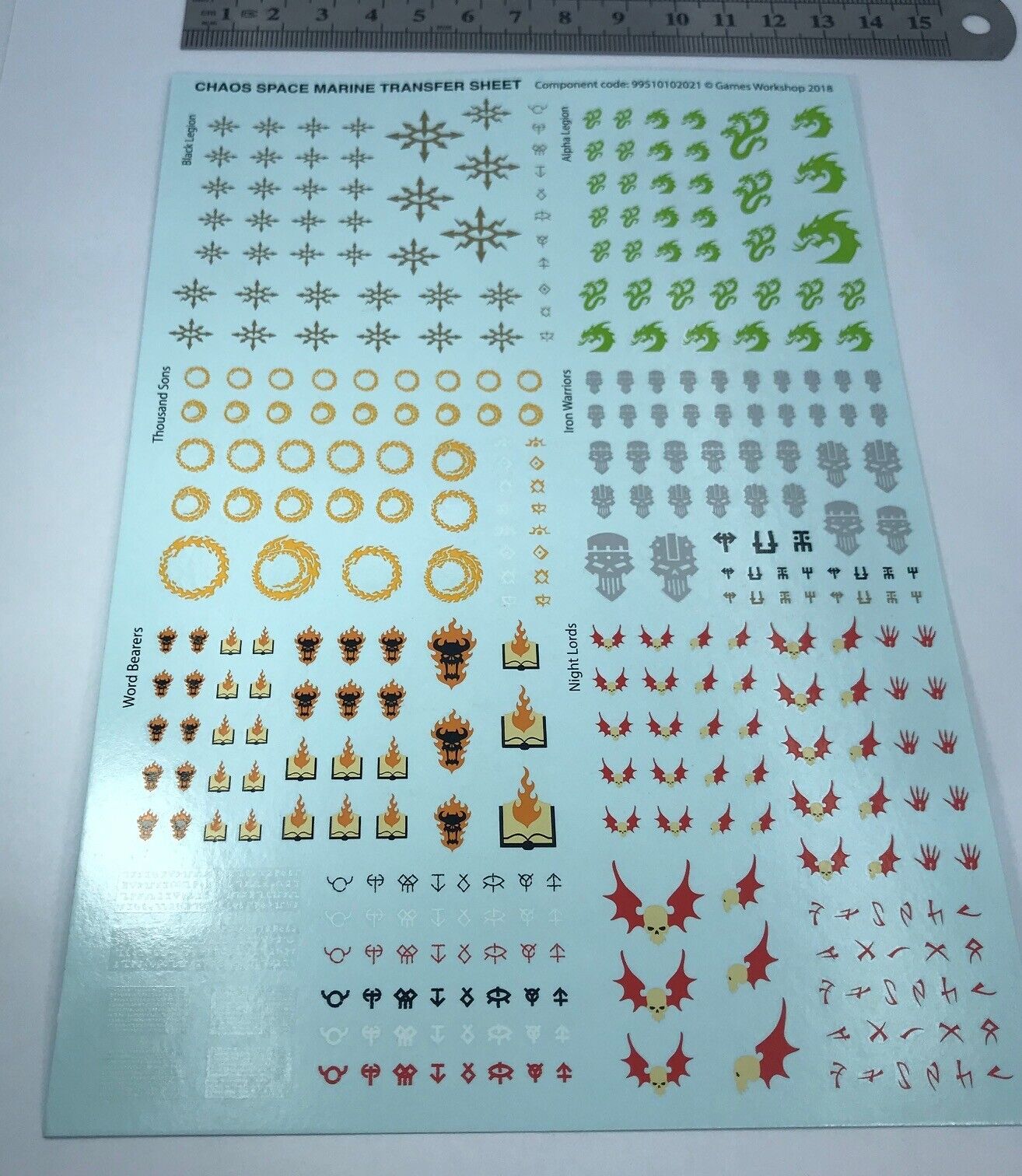 Miniatures Script Transfer Chaos Space Marine Standard Transfer Sheet - Warhammer 40K T186