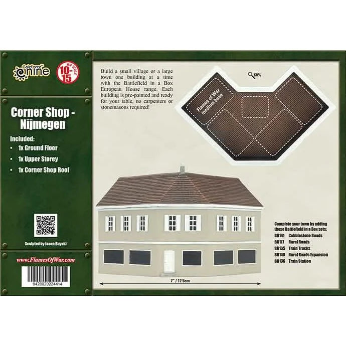 Pre-order: European Corner Shop: Nijmegen - Pre-Painted Terrain - Battlefront Miniatures - Brand New