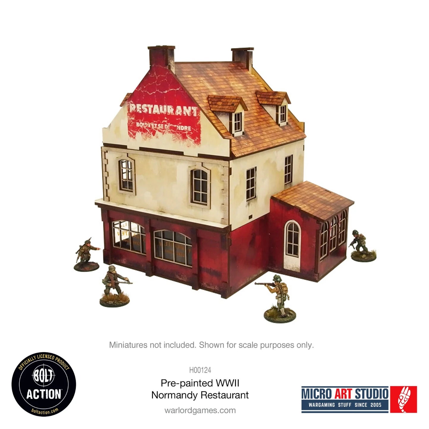 WW2 Normandy Restaurant - Pre Painted MDF Scenery Bolt Action Micro Art Studios