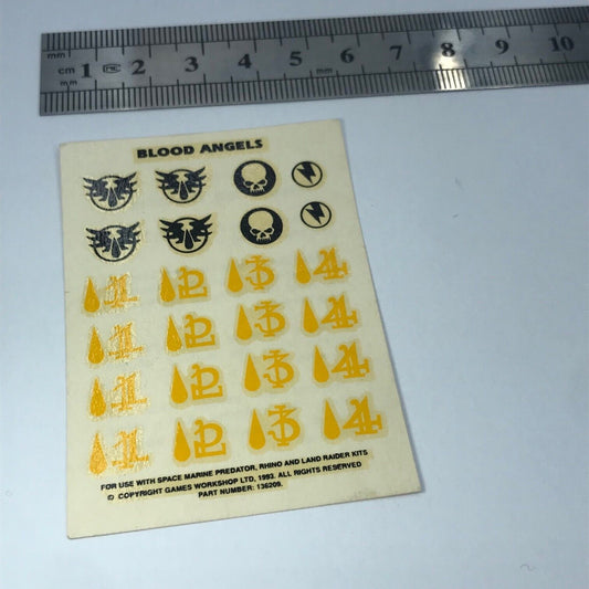 Classic Blood Angels Space Marines Transfer Sheet - Warhammer 40K T215