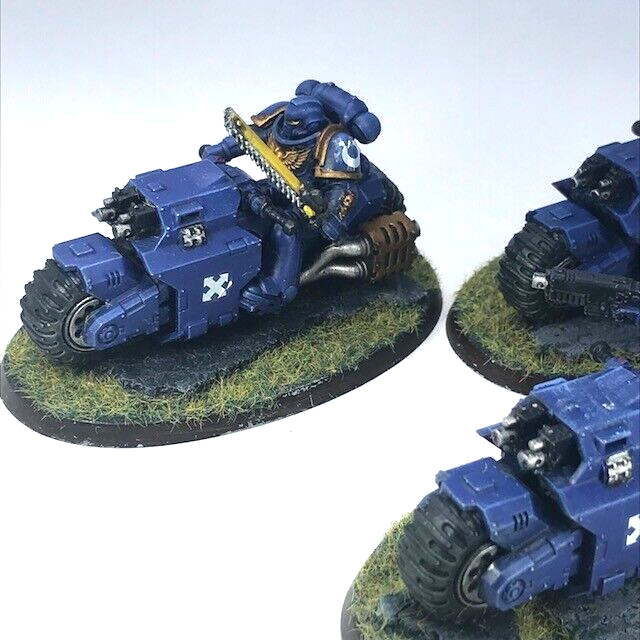 Ultramarines Outrider Bike Squad Space Marines - Painted - Warhammer 40K C4057